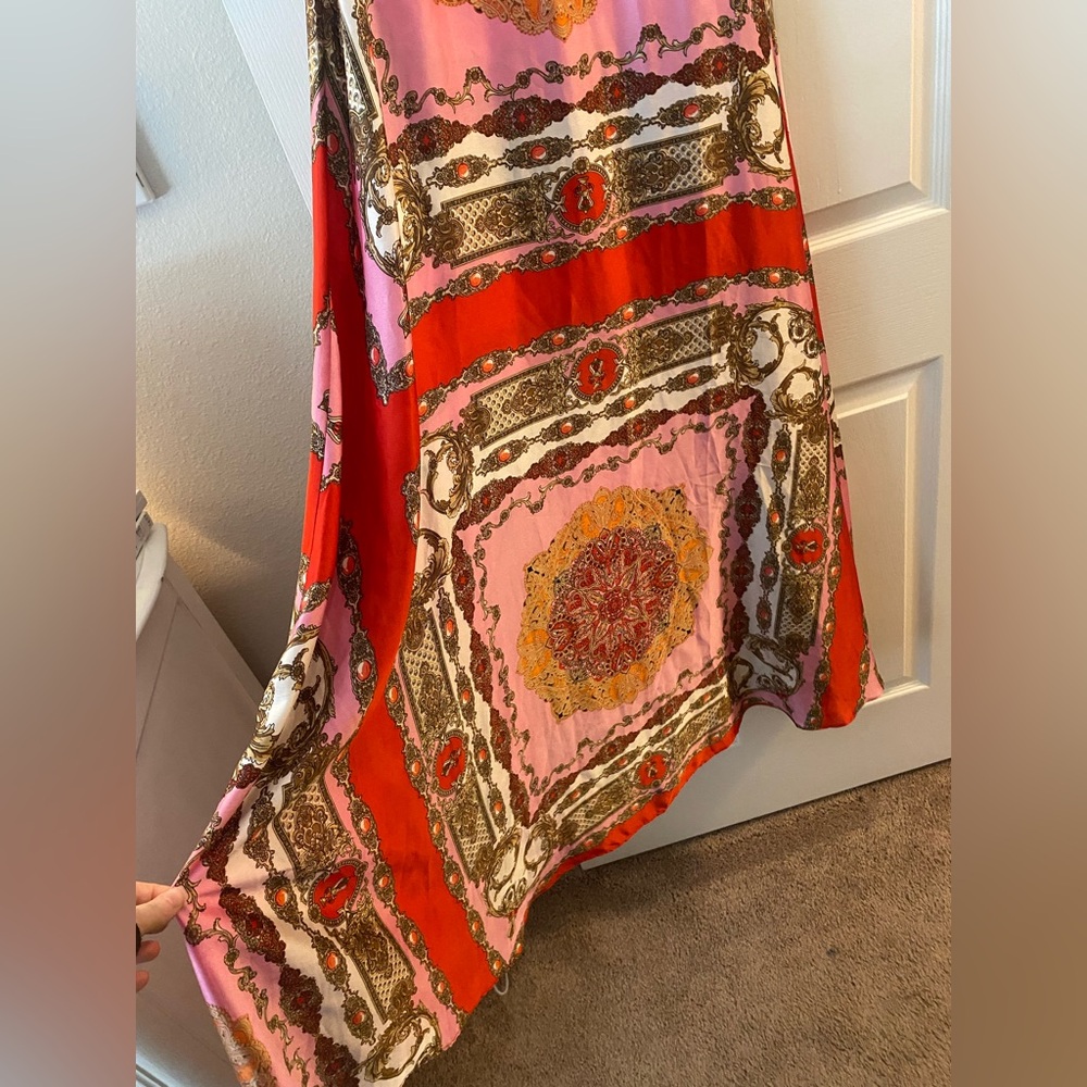 Aakaa Pink and Red Patterned Maxi Dress NWOT - Picture 5 of 6